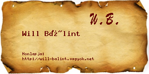 Will Bálint névjegykártya